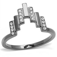 Luxe nakit dizajnira ženski svijetli crni jonski prsten od nehrđajućeg čelika sa kristalima -