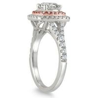 Ženska AGS certificirana Carat TW Diamond Halo Angažman prsten u 14K ruži i bijelom zlatu