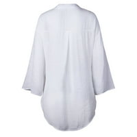 Ayolanni White gumb up bluza Ženo Oootraženo dugme Duga košulja Duga košulja Pamučne dame casual vrhovi
