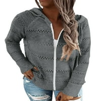 Ženski zip-up hoodie colock blok pletene lagani džemper za crtanje