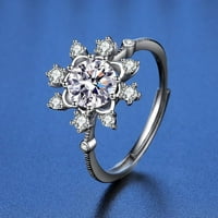 Carat D boja VVS Podesivi otvoreni moissitni prstenovi za žene, s srebrnim srebrom 18K pozlaćeno srce