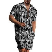 Muška tropska odjeća plus veličina muške majice i kratke hlače postavljaju ljetni odmor cvijet za odmor s kratkim rukavima na plaži