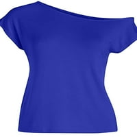 Grianlook dame Ljetni vrhovi majica kratkih rukava Čvrsta boja Comfy majica Oblique vrat Žene Ležerne