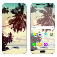Kožni naljepnica za Samsung Galaxy S Edge Edge Palm Trees Vintage Beach Island