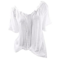 Žene Ležerne prilike hladne rame čipke čvrste kosilice Plue veličine Plue veličine bluza košulja Bakinis set