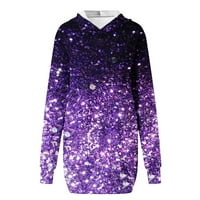 Olyvenn Prodaja Ženska modna dukserica Džepni pulover vrhovi Božićni grafički print Ležerne prilike Comfy ženska kapuljača Duks haljina Trendy Odeća za žene Purple 12