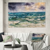 Art DesimanArt Morski talasi i dramatično nebo nautički i obalni platneni zidni umjetnički otisak u.