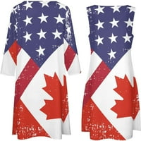 Retro Amerika Kanada zastava žene Maxi haljina dugih rukava Cape Jacket Party Wedding Gost Young Prom