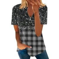 Ženska gornja majica okrugli vrat Pola Zip prozračna ležerna i print Slim ljetna ženska odjeća