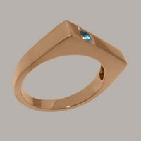 Britanci napravio 9k ružični zlatni prsten s prirodnim plavim prstenom Topaz muške opseg - Opcije veličine