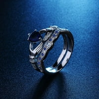 DENGMORE prsten bijeli kamen ručno izrađeni luksuzni rezan prsten, ručno držeći krunu nakit nakita u