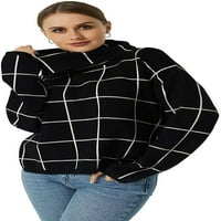 Pad džempera za žene turtleneck pleteni džemper dugih rukava pulover plaid bočna podijeljena odjeća