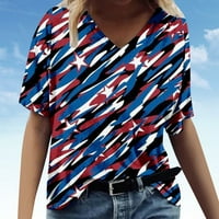 Dolkfu mama 4. srpnja Košulja moda Ženska srednja rukava V-izrez Print Casual Ljetni vrhovi