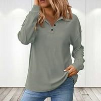 Majice za žene Trendy Ženska odjeća Jesen Zimska majica Dugme Pulover sive S