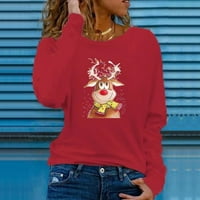 Smihono Cleariance Božićni posadni izrez Bluze Košulje žene plus veličina labava moda casual rhinestone