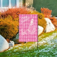 Merry Božićna ružičasta vrtna zastava za vanjsku, dvorišnu zastavu, proljetne dekore za vanjski odmor Dvostrani, # 114