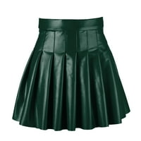 Duge Jean suknje za žene Žene Modni suktni suknji Struk visoke kožne suknje Kratka elegantna čvrsta suknja duge suknje za žene zelene s