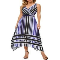 Capreze Ženska boja Blok ljeto plaža Sundress Ljetni labavi patchwork duga haljina havajske prugaste