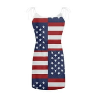 Ljetne haljine za žene bez rukava Spaghetti kaiš za struk struka Sundresses American Flag Print Holiday