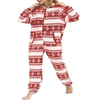 Canrulo Božićne žene jednodijelno pidžama jelena pahuljica dugih rukava s kapuljačom sa patentnim zatvaračem