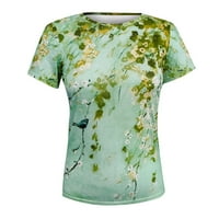 Bluze za žene Dressy Casual Leisure Kratki rukav Crew Crke majice Green 3xl