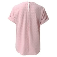Majice za žene Pulover cvjetni print kratkih rukava Crta kratkih majica Tunic Top Casual Labava majica