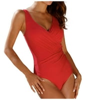 Ženski kupaći kostimi modni čvrsti boja Plaža odijelo More Dating Gimsuit crveni XXXXXL