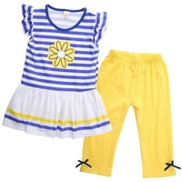 Dječja dječja dječja djevojaka Outfits majica bez rukava od suncokreta + kratke hlače postavljene ljeto