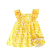Advoicd Swing Casual haljina Set Fly Torba 6m-3Y Girls Ruffles Princess Printhed rukava za bebe haljina