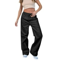 Ženske hlače Ležerne u trendy Solid Boja Visoki struk Slim Fit Corduroy ravna vukodlačka elastična pant