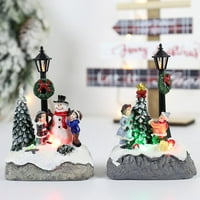 Božićne smole Centerpieces Dekor tablice, Božić malena scena Street Lamp Snowman Micro Pejzaž, svjetlosni