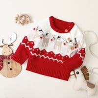 Dječji dječji dječaci Djevojke Božićni džemperi Elk Print dugih rukava Crewneck Pleteni Xmas džemper