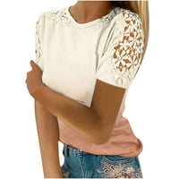 Ljetni vrhovi za žene Trendy čipka u šuplju kratkih rukava slobodne udobne majice Tunika Ležerne prilike
