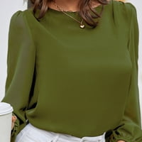 Ženska casual moda udobna čvrsta boja okrugli vrat dugih rukava s dugim rukavima bluza hot8sl4868026