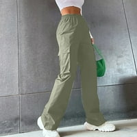 Ženske teretne hlače Ženske casual hlače kaubojski džep ravni cilindrini kombinezon čvrste vojske u