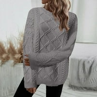 Ženska kornjača kabela pletena dugih rukava pulover duks žena ženski džemperi sivi l