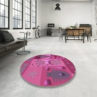 Ahgly Company u zatvorenom okruglom uzorku Neon ružičaste prostirke, 8 'krug