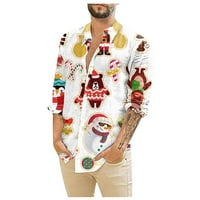 Muške božićne majice s dugim rukavima cvjetni ispisani gumb prema gore smiješno slatka grafička haljina