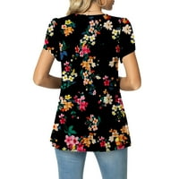 Ljetne košulje za žene cvjetni print Pleased Flowy Vrhovi labavi trendy Vintage Thirts Bluza s kratkim