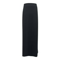 Rewentinki ženska svestrana polovica suknje pune boje elastične zamotane hip suknje Split suknja crna