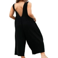 Voguele žene duge hlače boemskim skakačima čvrste boje rumske plaže hlače bez rukava harem pant crna