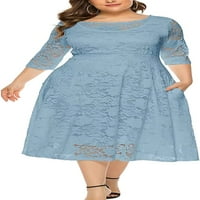 Vječnatična ženska zglobova Cvjetna čipka Top Plus size Koktel Party midi haljina 6xl duboka plava