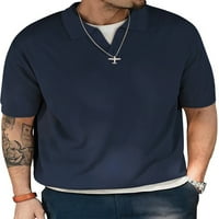 Bomotoo muške ljetne vrhove čvrste boje T majice V recletic pulover teniska bluza mornarsko plava 4xl