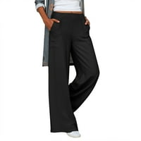 Hlače za žene Dressy Ležerne prilike sa velikim visokim strukom, udobne udobne čarobne pantalone s džepovima