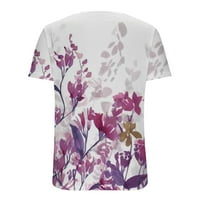 Ženska ljetna majica V-izrez čipkaste patchwork s kratkih rukava seksi cvjetni print Top ljetni labavi