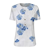 Majice za žene kratki rukav ljetni modni casual trendi cvjetni tiskani majica s majicom majice DREBLINE