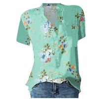 Ženski tunik kratkih rukava na vrhu Ležerne prilike ljetne majice Tee Labavi fit bluza Mint Green XL