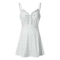 Wendunide haljine za žene Žene Ljeto kolo boja blok bez rukava A-line maxi mini sandress bijeli