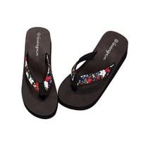 Kukoosong Wedge Sandale za žene Ljeto cvjetni flip-flops Wedge Heel Platform Flip Flops Plaže cipele