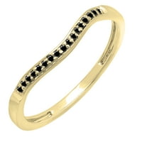 DazzlingRock kolekcija okrugla crna dijamantna pojačala zakrivljenu vjenčani traku za zakrivljene stil za žene u 10k žuto zlato, veličine 8